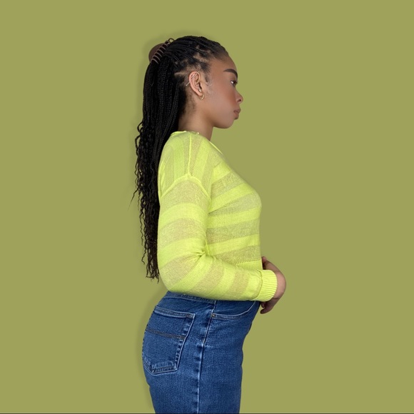 Striped Mesh/Sheer Long Sleeve - Picture 4 of 5